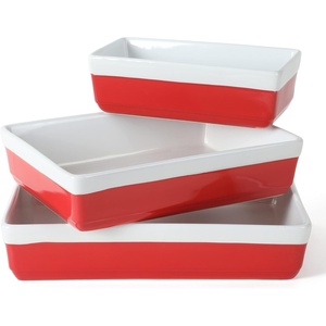image:imageMartha Stewart Broadbrook Ceramic Bakeware 13x9 Inch Rectangular Baking Dish with Handles Cream Glazed Stoneware for Casseroles Lasagna Roasts amp Desserts Oven amp Dishwasher SafeRed