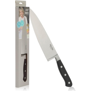 image:imageMartha Stewart Carverton 8 Chef Knife High Carbon Stainless Steel Kitchen Knives wBlack Triple Riveted HandleStainless Steel Blade  Black Handle Chefs Knife