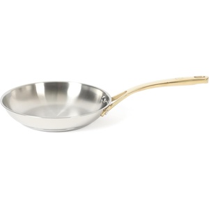 image:imageMartha Stewart Castelle 12Inch Stainless Steel Frying Pan with GoldTone Handle  TriPly Encapsulated Bottom Oven Safe amp Induction Safe Skillet for Searing and SautingStainless Steel W Gold Handle