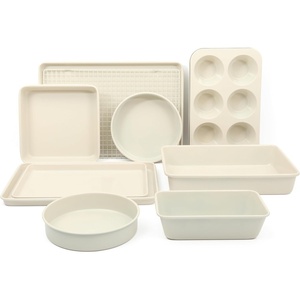 image:imageMartha Stewart Gallen 10 Piece Baking Pans Ceramic PFA Free Non Toxic Non Stick Bakeware Set  Linen WhiteLinen White