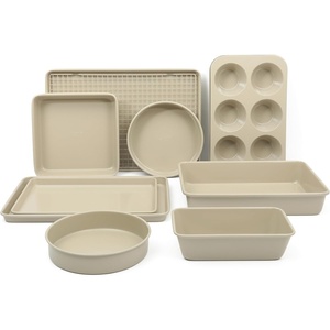 image:imageMartha Stewart Gallen 10 Piece Baking Pans Ceramic PFA Free Non Toxic Non Stick Bakeware Set  Linen WhiteTaupe