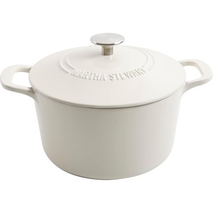 image:imageMartha Stewart Gatwick 7 QT Enamel Cast Iron Dutch Oven  Navy Blue HeavyDuty Durable Dutch Oven for Slow Cooking Braising and BakingLinen w Silver Knob