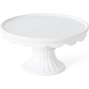 image:imageMartha Stewart Watercrest Glass Cake Stand 102 Inch Footed Pedestal Cake Plate with Scalloped Ruffled Edge Clear Handmade Glassware for Weddings Parties and Dessert DisplayWhite 10