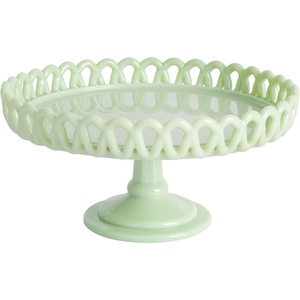 image:imageMartha Stewart Watercrest Glass Cake Stand 102 Inch Footed Pedestal Cake Plate with Scalloped Ruffled Edge Clear Handmade Glassware for Weddings Parties and Dessert DisplayGreen 85