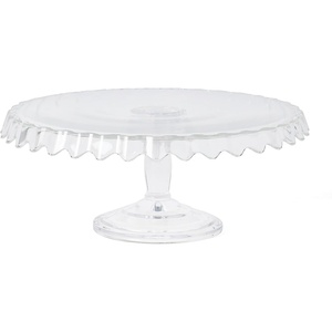 image:imageMartha Stewart Watercrest Glass Cake Stand 102 Inch Footed Pedestal Cake Plate with Scalloped Ruffled Edge Clear Handmade Glassware for Weddings Parties and Dessert DisplayGlass 102 No Dome