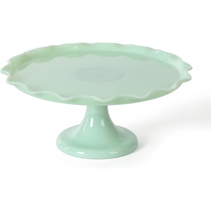 image:imageMartha Stewart Watercrest Glass Cake Stand 102 Inch Footed Pedestal Cake Plate with Scalloped Ruffled Edge Clear Handmade Glassware for Weddings Parties and Dessert DisplayGreen 11