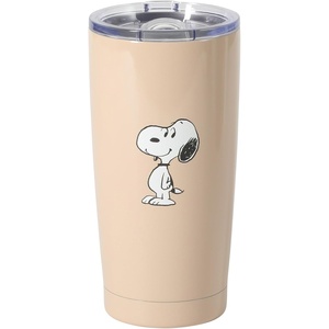 image:imagePeanuts Snoopy Stay Chill 17 oz Insulated Stainless Steel Tumbler with Lid Double Wall Thermal Drink Cup for Hot amp Cold Beverages White Cool SnoopyTaupe