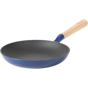 image:imageSur La Table Kitchen Essential Main Canteen 95 PreSeasoned Cast Iron Skillet wWood Handle Natural Nonstick Lightweight Frying Pan for Searing Sauting amp Everyday Cooking  BlueBlue Skillet