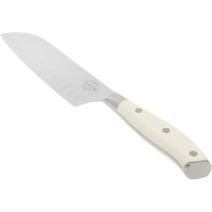 image:imageSur La Table Kitchen Essential Tasting Kitchen German Steel Slicer Knife 8Inch Stainless Steel Blade  Professional Kitchen Knife with White Handle and Forged Full TangEggshell White 7 Santoku