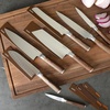 image:imageBabish 14Piece Full Tang Forged Dark Pakka Wood Kitchen Knife Set  HighCarbon 14116 German Steel Cutlery with Protective Sheaths  Professional Chef Knife SetStainless BladeDark Pakka Wood Handle