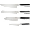 image:imageBabish 5 Piece 14116 German Steel Magnetic Knife Block Set Babish 5Piece Forged Kitchen Knife Block Set  14116 German Steel Cutlery with Magnetic Knife Holder  Professional Chef Knife SetStainless BladeBlack ABS Handle