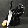image:imageBabish 5 Piece 14116 German Steel Magnetic Knife Block Set Babish 5Piece Forged Kitchen Knife Block Set  14116 German Steel Cutlery with Magnetic Knife Holder  Professional Chef Knife SetStainless BladeBlack ABS Handle
