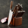 image:imageBabish HighCarbon 14116 German Steel 15 Piece Full Tang Forged Cutlery Kitchen Knife Block Set  Dark Pakka Wood HandleStainless BladeDark Pakka Wood Handle