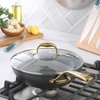 image:imagefrk AllInOne Platinum NonStick Fry Pan Skillet Meets Wok with Lid 11Inch Black amp GoldBlack  Gold Ceramic NonStick