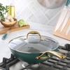 image:imagefrk AllInOne Platinum NonStick Fry Pan Skillet Meets Wok with Lid 11Inch Black amp GoldGreen  Gold Ceramic NonStick