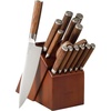 image:imageBabish HighCarbon 14116 German Steel 15 Piece Full Tang Forged Cutlery Kitchen Knife Block Set  Dark Pakka Wood HandleStainless BladeDark Pakka Wood Handle