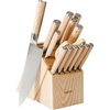 image:imageBabish HighCarbon 14116 German Steel 15 Piece Full Tang Forged Cutlery Kitchen Knife Block Set  Dark Pakka Wood HandleStainless BladeLight Pakka Wood Handle