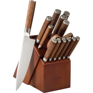 image:imageBabish HighCarbon 14116 German Steel 15 Piece Full Tang Forged Cutlery Kitchen Knife Block Set  Dark Pakka Wood HandleStainless BladeDark Pakka Wood Handle