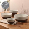 image:image Gibson Elite William Crest 4 Piece Nesting Bowl Set Round Stoneware Mixing Bowls Reactive Glaze Finish 5 625 75 9 Prep amp Serving Bowls Microwave amp Dishwasher Safe  Ash White