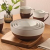 image:image Gibson Elite William Crest 4 Piece Nesting Bowl Set Round Stoneware Mixing Bowls Reactive Glaze Finish 5 625 75 9 Prep amp Serving Bowls Microwave amp Dishwasher Safe  Ash White