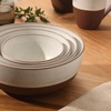 image:image Gibson Elite William Crest 4 Piece Nesting Bowl Set Round Stoneware Mixing Bowls Reactive Glaze Finish 5 625 75 9 Prep amp Serving Bowls Microwave amp Dishwasher Safe  Ash White