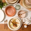 image:imageBloomhouse  Two Time Oprahs Favorite Things Winner  Corsica Clay 12 Piece Stoneware Rustic Reactive Glaze Dinnerware Set  Stackable Plates and Bowls Set Service for 4  Matte Sea Salt WhiteAssorted Colors