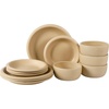 image:imageBloomhouse  Two Time Oprahs Favorite Things Winner  Corsica Clay 12 Piece Stoneware Rustic Reactive Glaze Dinnerware Set  Stackable Plates and Bowls Set Service for 4  Matte Sea Salt WhiteCappuccino Cream