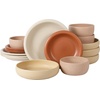 image:imageBloomhouse  Two Time Oprahs Favorite Things Winner  Corsica Clay 12 Piece Stoneware Rustic Reactive Glaze Dinnerware Set  Stackable Plates and Bowls Set Service for 4  Matte Sea Salt WhiteAssorted Colors
