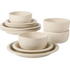 image:imageBloomhouse  Two Time Oprahs Favorite Things Winner  Corsica Clay 12 Piece Stoneware Rustic Reactive Glaze Dinnerware Set  Stackable Plates and Bowls Set Service for 4  Matte Sea Salt WhiteSea Salt White
