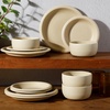 image:imageBloomhouse  Two Time Oprahs Favorite Things Winner  Corsica Clay 12 Piece Stoneware Rustic Reactive Glaze Dinnerware Set  Stackable Plates and Bowls Set Service for 4  Matte Sea Salt WhiteCappuccino Cream