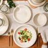 image:imageBloomhouse  Two Time Oprahs Favorite Things Winner  Corsica Clay 12 Piece Stoneware Rustic Reactive Glaze Dinnerware Set  Stackable Plates and Bowls Set Service for 4  Matte Sea Salt WhiteSea Salt White