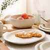 image:imageBloomhouse  Two Time Oprahs Favorite Things Winner  Corsica Clay 12 Piece Stoneware Rustic Reactive Glaze Dinnerware Set  Stackable Plates and Bowls Set Service for 4  Matte Sea Salt WhiteSea Salt White