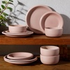 image:imageBloomhouse  Two Time Oprahs Favorite Things Winner  Corsica Clay 12 Piece Stoneware Rustic Reactive Glaze Dinnerware Set  Stackable Plates and Bowls Set Service for 4  Matte Sea Salt WhiteProsecco Blush Pink