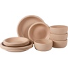image:imageBloomhouse  Two Time Oprahs Favorite Things Winner  Corsica Clay 12 Piece Stoneware Rustic Reactive Glaze Dinnerware Set  Stackable Plates and Bowls Set Service for 4  Matte Sea Salt WhiteProsecco Blush Pink