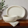 image:imageBloomhouse  Two Time Oprahs Favorite Things Winner  Corsica Clay 12 Piece Stoneware Rustic Reactive Glaze Dinnerware Set  Stackable Plates and Bowls Set Service for 4  Matte Sea Salt WhiteSea Salt White