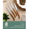 image:imageBloomhouse 35 Inch German Steel Paring Knife WWalnut Wood Forged HandleSteak Knife Set Olive Wood