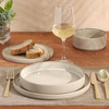 image:imageGibson Elite Liberty Bay 16Piece Pottery Clay Stoneware Dinnerware Set  Mint Green Reactive Glaze Stackable Plates and Bowls WPasta Bowl Service for 4  Microwave amp Dishwasher SafeTaupe Liberty Bay