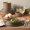 image:imageGibson Elite Liberty Bay 16Piece Pottery Clay Stoneware Dinnerware Set  Mint Green Reactive Glaze Stackable Plates and Bowls WPasta Bowl Service for 4  Microwave amp Dishwasher SafeTerracotta Brown Overbrook