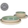 image:imageGibson Elite Liberty Bay 16Piece Pottery Clay Stoneware Dinnerware Set  Mint Green Reactive Glaze Stackable Plates and Bowls WPasta Bowl Service for 4  Microwave amp Dishwasher SafeMint Green Liberty Bay