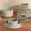 image:imageGibson Elite Liberty Bay 16Piece Pottery Clay Stoneware Dinnerware Set  Mint Green Reactive Glaze Stackable Plates and Bowls WPasta Bowl Service for 4  Microwave amp Dishwasher SafeMint Green Liberty Bay