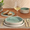 image:imageGibson Elite Liberty Bay 16Piece Pottery Clay Stoneware Dinnerware Set  Mint Green Reactive Glaze Stackable Plates and Bowls WPasta Bowl Service for 4  Microwave amp Dishwasher SafeMint Green Liberty Bay