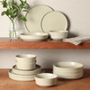 image:imageGibson Elite Liberty Bay 16Piece Pottery Clay Stoneware Dinnerware Set  Mint Green Reactive Glaze Stackable Plates and Bowls WPasta Bowl Service for 4  Microwave amp Dishwasher SafeWhite Overbrook