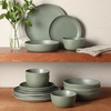 image:imageGibson Elite Liberty Bay 16Piece Pottery Clay Stoneware Dinnerware Set  Mint Green Reactive Glaze Stackable Plates and Bowls WPasta Bowl Service for 4  Microwave amp Dishwasher SafeGreen Menlo Park