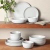 image:imageGibson Elite Liberty Bay 16Piece Pottery Clay Stoneware Dinnerware Set  Mint Green Reactive Glaze Stackable Plates and Bowls WPasta Bowl Service for 4  Microwave amp Dishwasher SafeWhite Menlo Park