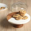 image:imageGibson Elite Ridgehaven 10 Marble amp Wood Cake Stand Serving Platter Charcuterie Board and Center Piece Home Dcor With Glass LidMarble  Wood w Glass Lid
