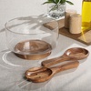 image:imageGibson Elite Wildgreens Large Glass Salad Bowl Set with Marble Base and Acacia Wood Serving Utensils  Elegant Kitchen Dining SetGlass w Acacia Wood Base