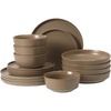 image:imageGibson Elite Liberty Bay 16Piece Pottery Clay Stoneware Dinnerware Set  Mint Green Reactive Glaze Stackable Plates and Bowls WPasta Bowl Service for 4  Microwave amp Dishwasher SafeTerracotta Brown Overbrook