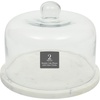 image:imageGibson Elite Ridgehaven 10 Marble amp Wood Cake Stand Serving Platter Charcuterie Board and Center Piece Home Dcor With Glass LidMarble w Glass Lid
