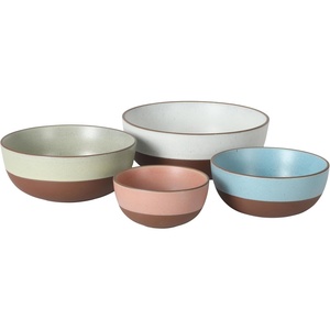 image:image Gibson Elite William Crest 4 Piece Nesting Bowl Set Round Stoneware Mixing Bowls Reactive Glaze Finish 5 625 75 9 Prep amp Serving Bowls Microwave amp Dishwasher Safe  Assorted Colors