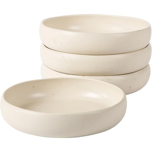 image:imageBloomhouse  Two Time Oprahs Favorite Things Winner  Corsica Clay 12 Piece Stoneware Rustic Reactive Glaze Dinnerware Set  Stackable Plates and Bowls Set Service for 4  Matte Sea Salt WhiteSea Salt White